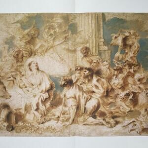 Giovanni Castiglione, Adoration of the Shepherds, Drawing, Print ~ 240623-WH 595